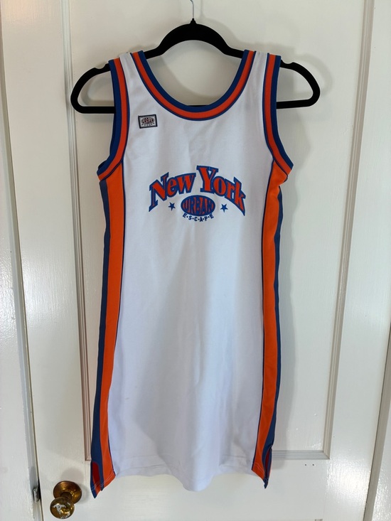 Vintage Dresses & Skirts - Vintage White NY Knicks Sports Jersey Mini Dress Blue Orange New York